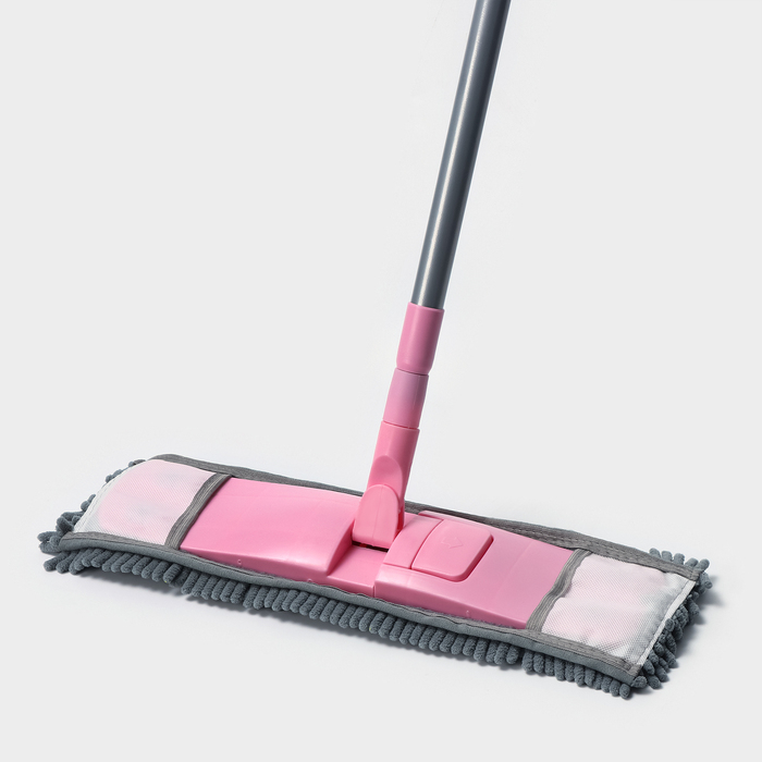 Швабра для мытья пола плоская с телескопической ручкой Raccoon «Букля», 41×12×90(120) см, микрофибра Швабра для мытья пола плоская с телескопической ручкой Raccoon «Букля», 41×12×90(120) см, микрофибра