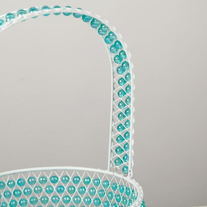 Корзина, 16х6/23 см, металл, бусины Корзина, 16х6/23 см, металл, бусины