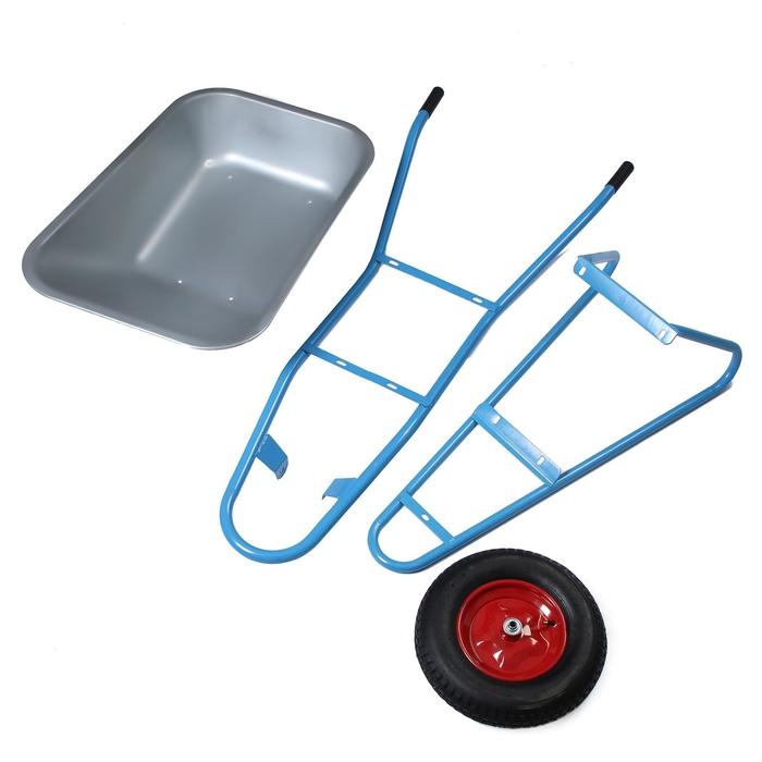 Тачка строительная, одноколёсная: груз/п 180 кг, объём 100 л, синие ручки Тачка строительная, одноколёсная: груз/п 180 кг, объём 100 л, синие ручки