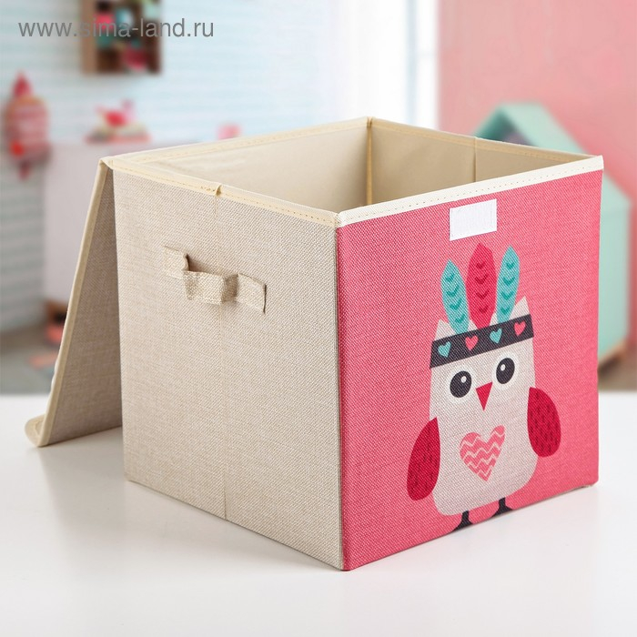 Короб стеллажный для хранения с крышкой «Совушка-индеец», 29×29×28,5 см Короб стеллажный для хранения с крышкой «Совушка-индеец», 29×29×28,5 см