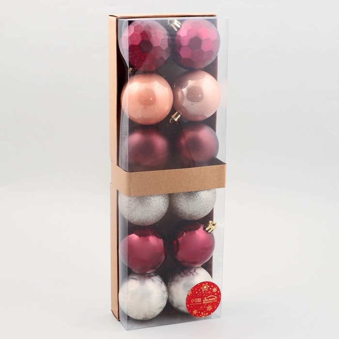 Набор шаров пластик d-6 см, 12 шт Набор шаров пластик d-6 см, 12 шт "Мэдисон" элит, микс