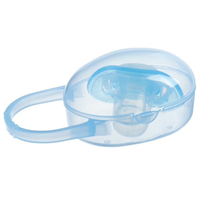 Соска - пустышка силиконовая ортодонтическая, от 3 мес., с колпачком, в контейнере, цвет голубой Соска - пустышка силиконовая ортодонтическая, от 3 мес., с колпачком, в контейнере, цвет голубой