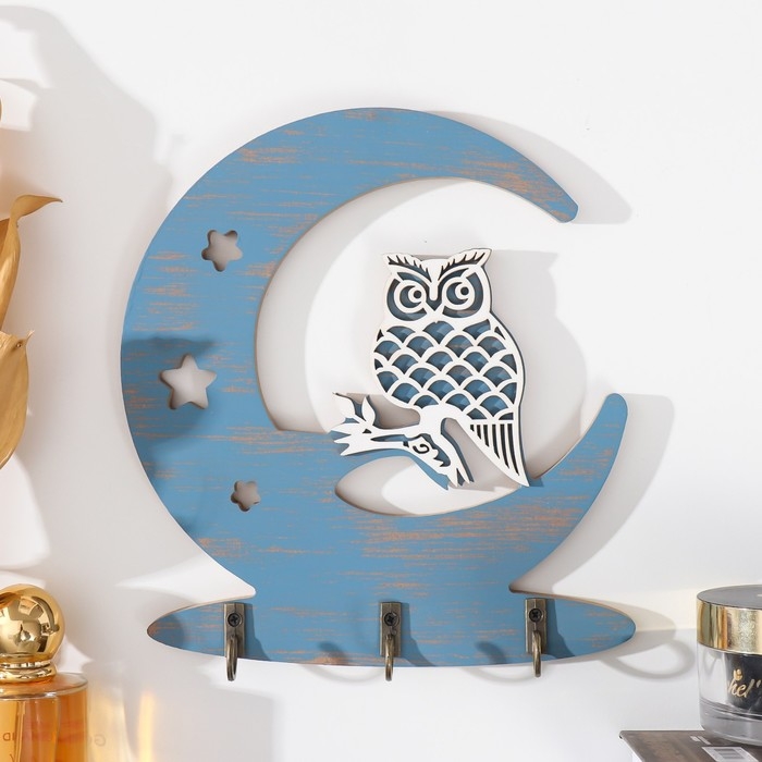 Крючки декоративные дерево Крючки декоративные дерево "Филин и месяц" МИКС 17,5х0,8х19,5 см