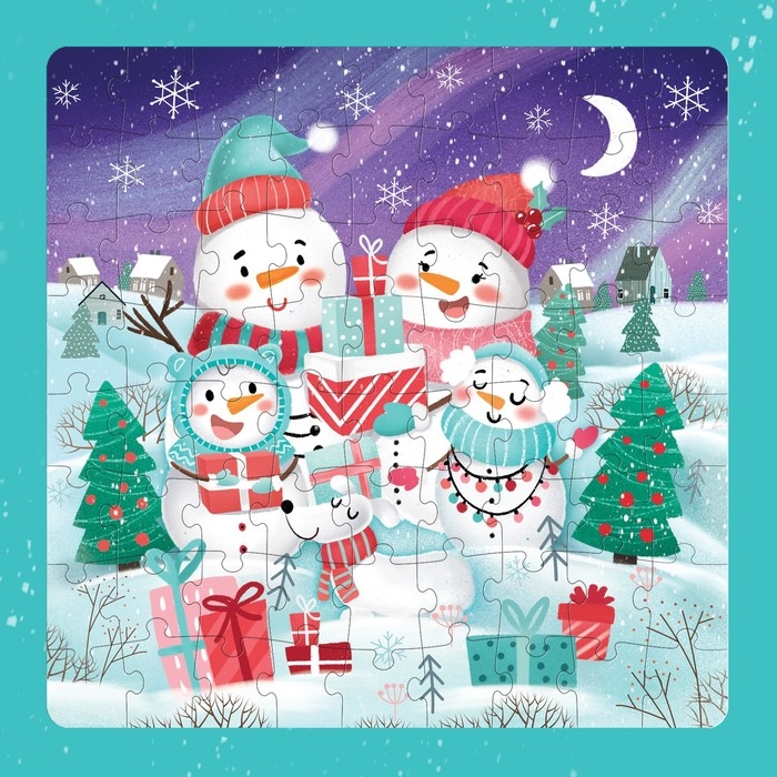 Пазл светящийся «Снеговички», 72 детали Пазл светящийся «Снеговички», 72 детали