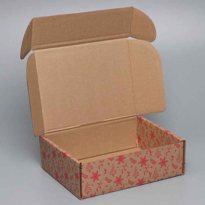 Коробка новогодняя складная «С новым годом», бурый, 27 х 21 х 9 см, Новый год Коробка новогодняя складная «С новым годом», бурый, 27 х 21 х 9 см, Новый год