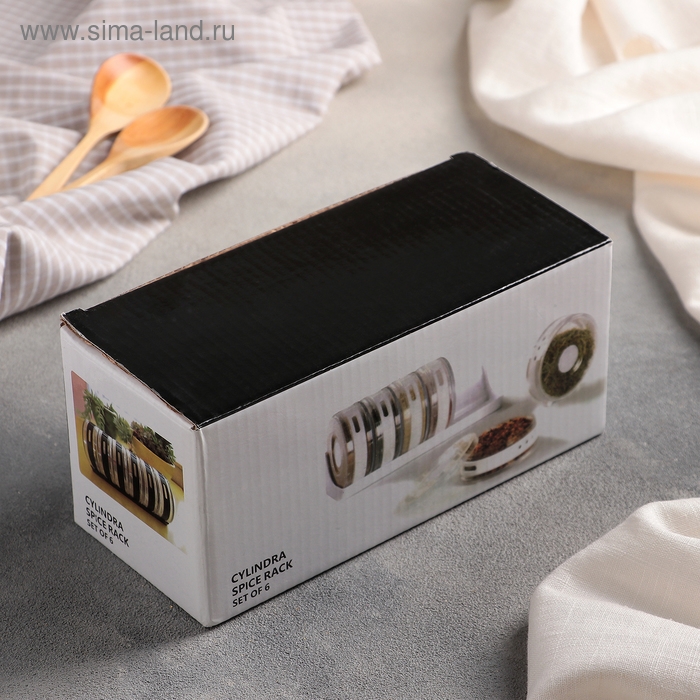 Набор для специй «Цилиндр», 6 шт на подставке, 19×8×9 см Набор для специй «Цилиндр», 6 шт на подставке, 19×8×9 см