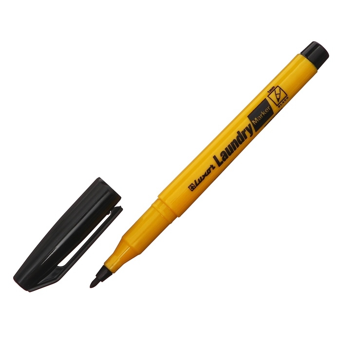 Маркер перманентный для ткани, прачечных 1-2 мм Luxor Маркер перманентный для ткани, прачечных 1-2 мм Luxor "Laundry", пулевидный, черный