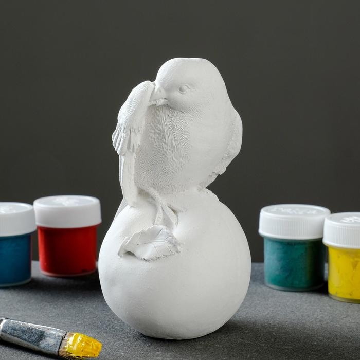 Фигура для раскраски  Фигура для раскраски "Птица на яблоке" белая, 7х12х7см