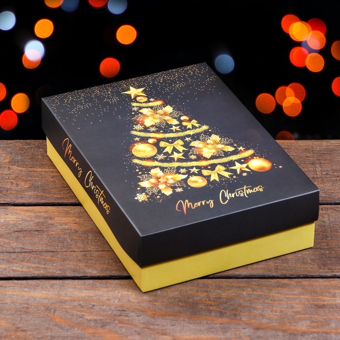 Новый год. Коробка подарочная новогодняя складная, Новый год. Коробка подарочная новогодняя складная, "Ёлка желаний", 21 х 15 х 5,7 см