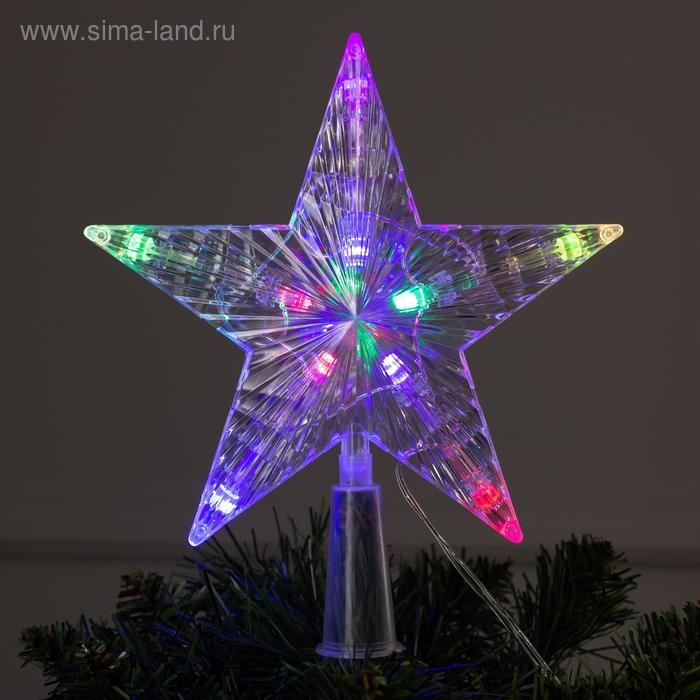 Светодиодная верхушка на ёлку «Звезда белая» 16 см, 10 LED, провод 2 метра, 220 В, свечение мульти Светодиодная верхушка на ёлку «Звезда белая» 16 см, 10 LED, провод 2 метра, 220 В, свечение мульти