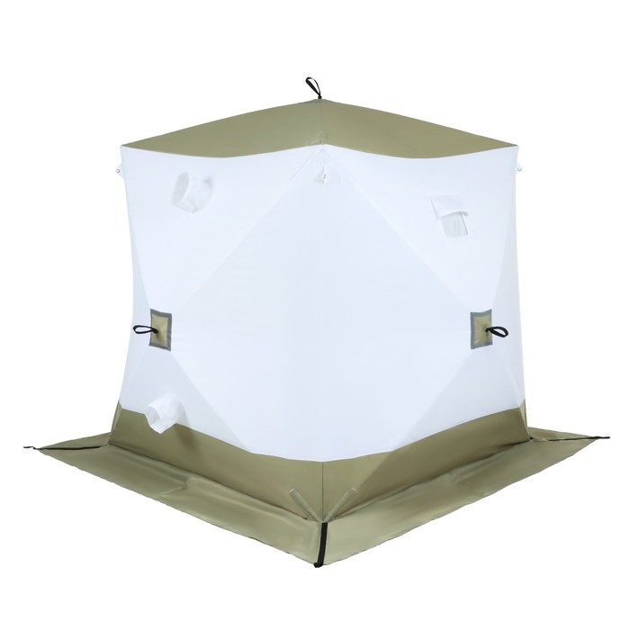 Палатка зимняя куб  Палатка зимняя куб "СЛЕДОПЫТ" Premium, 1.8 х 1.8 м, 3-х местная, 3 слоя, цвет белый/олива
