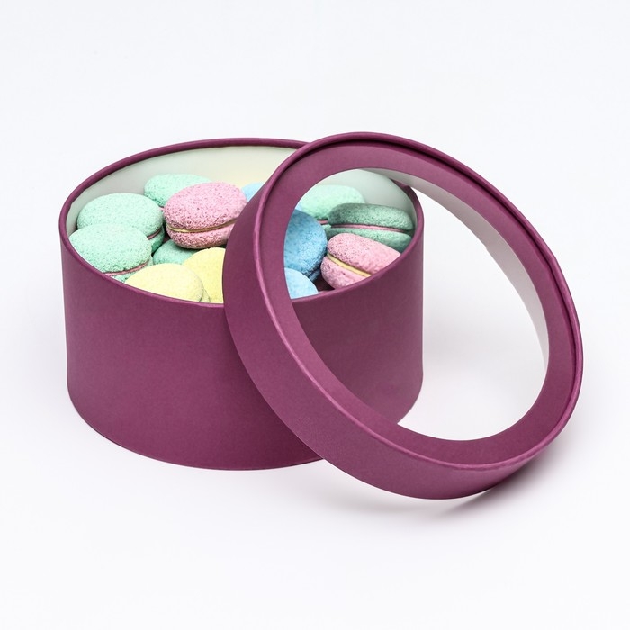 Подарочная коробка Подарочная коробка "Frilly" сливовая, завальцованная с окном, 21 х 11 см