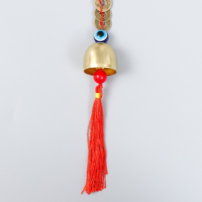 Колокольчик металл  Колокольчик металл "От сглаза" 1 колокол+3 монетки 18 см