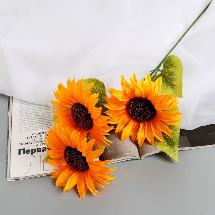 Цветы искусственные  Цветы искусственные "Подсолнух галант" 60 см d-12 см, оранжевый