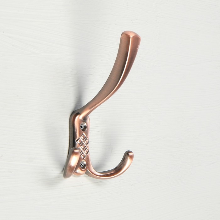 Крючок мебельный ТУНДРА TKT003, трехрожковый, медь Крючок мебельный ТУНДРА TKT003, трехрожковый, медь