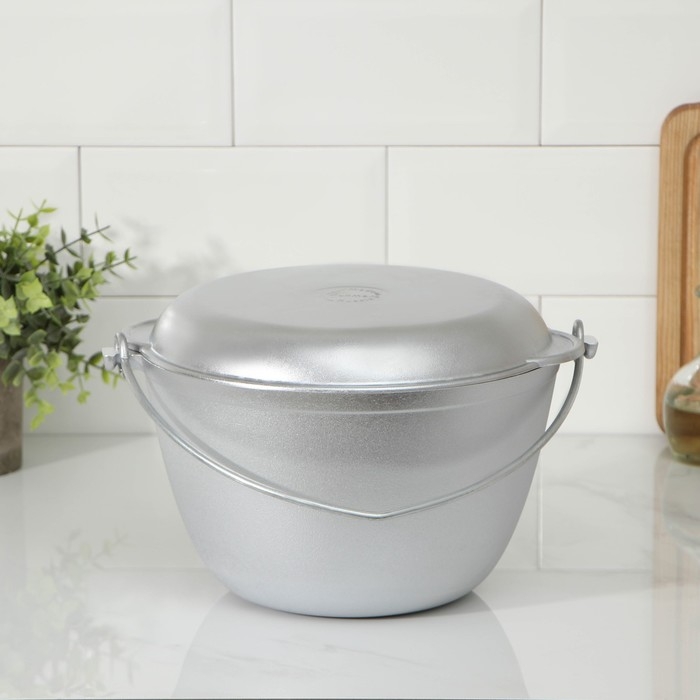 Казан походный, 4 л, крышка-сковорода, цвет серебряный Казан походный, 4 л, крышка-сковорода, цвет серебряный