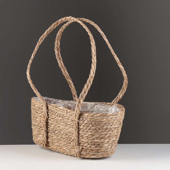 Набор корзин из 2 шт, 35х18хH20/HH44; 31х15хH11/HH39 см, коричневый, рогоз Набор корзин из 2 шт, 35х18хH20/HH44; 31х15хH11/HH39 см, коричневый, рогоз