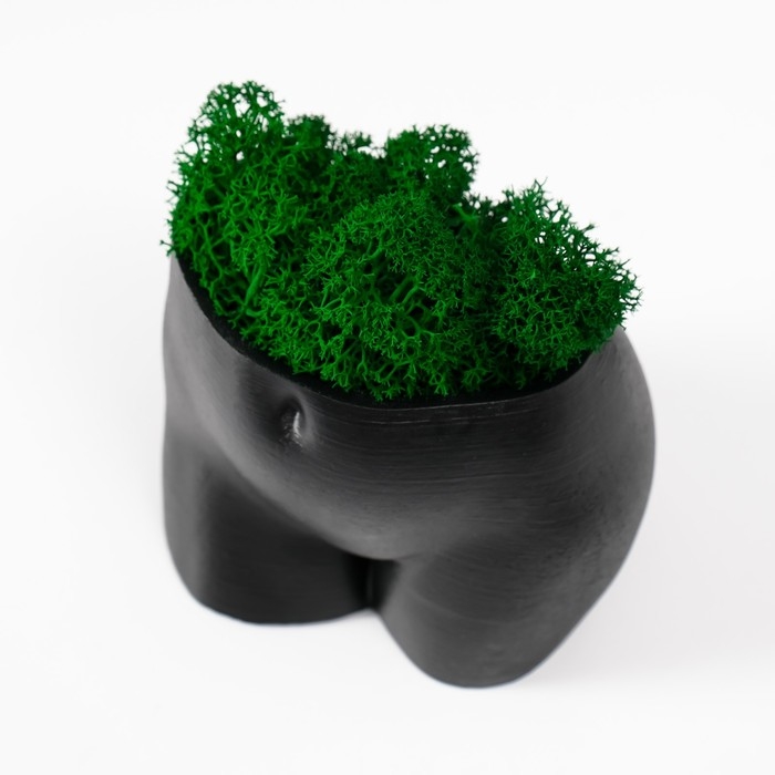 Кашпо бетонное  Кашпо бетонное "Невинный вид" высота 6,5см, ширина 8,5см черный со мхом