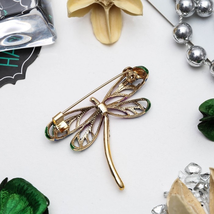 Брошь «Стрекозка» радужная, цвет сине-фиолетовый в золоте Брошь «Стрекозка» радужная, цвет сине-фиолетовый в золоте