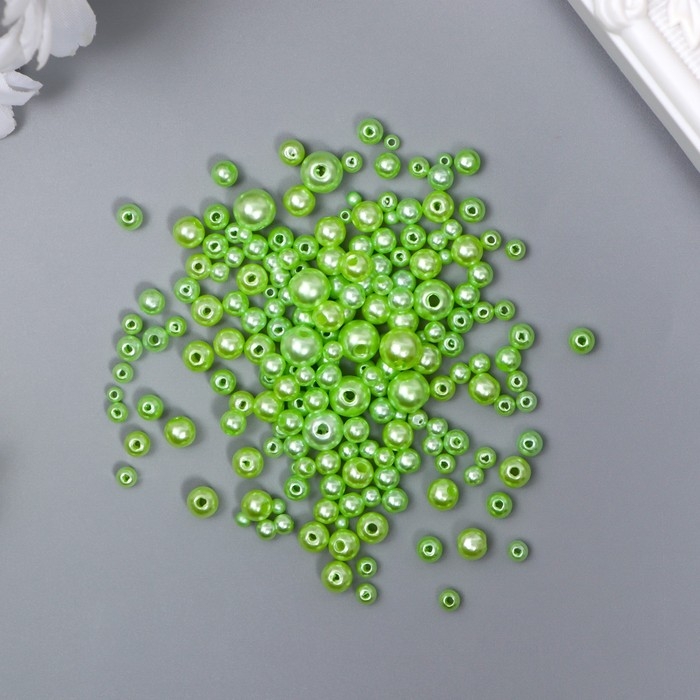 Бусины для творчества пластик Бусины для творчества пластик "Круглые. Фисташка" d=3-8 мм, набор 10 гр