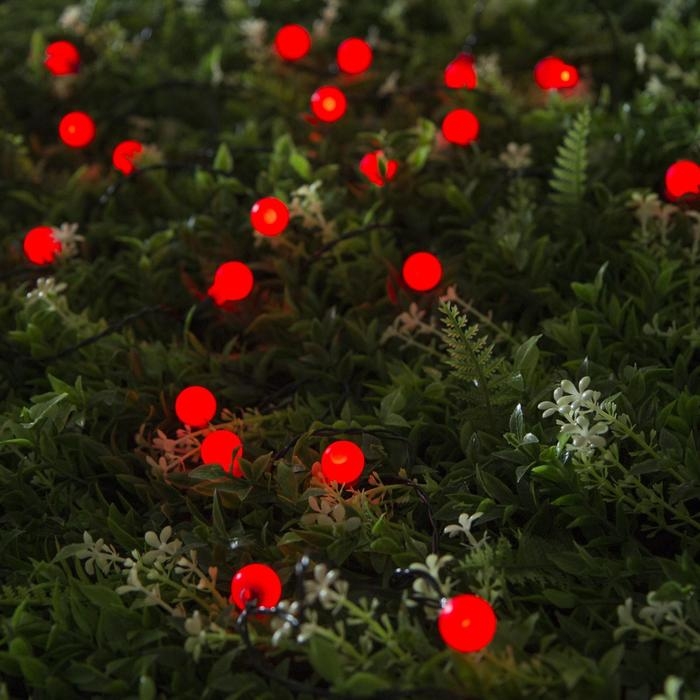 Гирлянда «Нить» 4.5 м с насадками «Шарики», IP44, тёмная нить, 30 LED, свечение красное, 2 режима, солнечная батарея