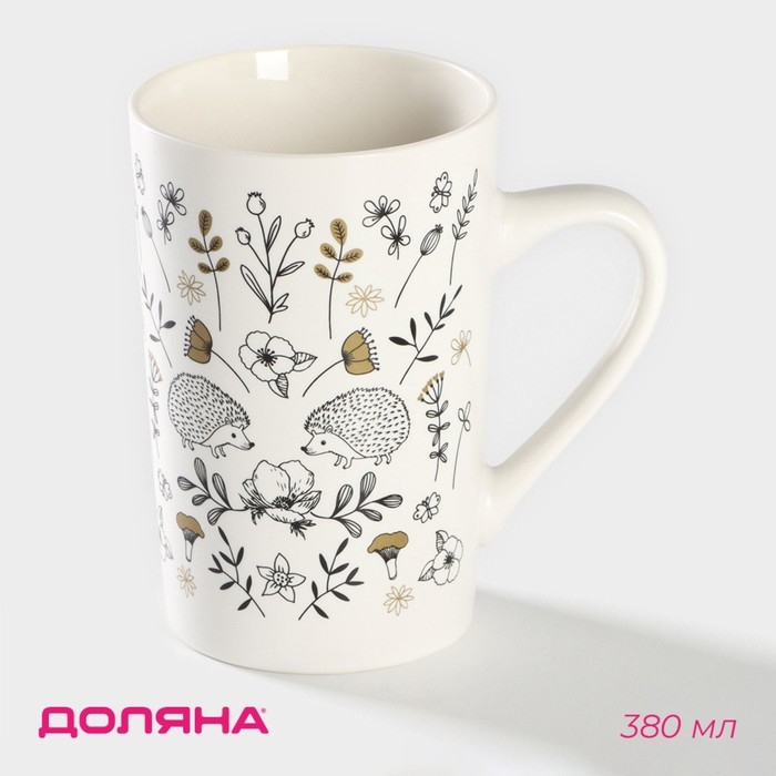 Кружка фарфоровая Доляна «Ёжик», 380 мл, цвет белый Кружка фарфоровая Доляна «Ёжик», 380 мл, цвет белый