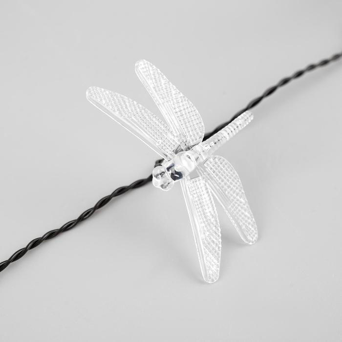 Гирлянда «Нить» 4.5 м с насадками «Стрекозы», IP44, тёмная нить, 30 LED, свечение белое, 2 режима, солнечная батарея Гирлянда «Нить» 4.5 м с насадками «Стрекозы», IP44, тёмная нить, 30 LED, свечение белое, 2 режима, солнечная батарея