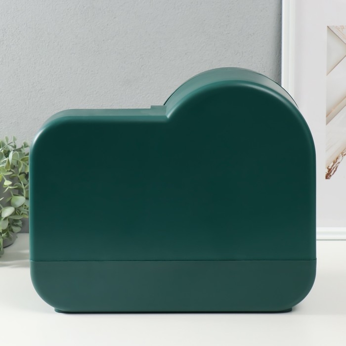 Шкатулка для косметики пластик, зеркало с подсветкой Шкатулка для косметики пластик, зеркало с подсветкой "Тёмно-зелёная" 37,5х22х31 см