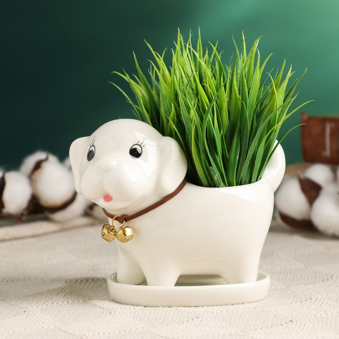 Горшок Горшок "Щенок" белый, 13х7х10см