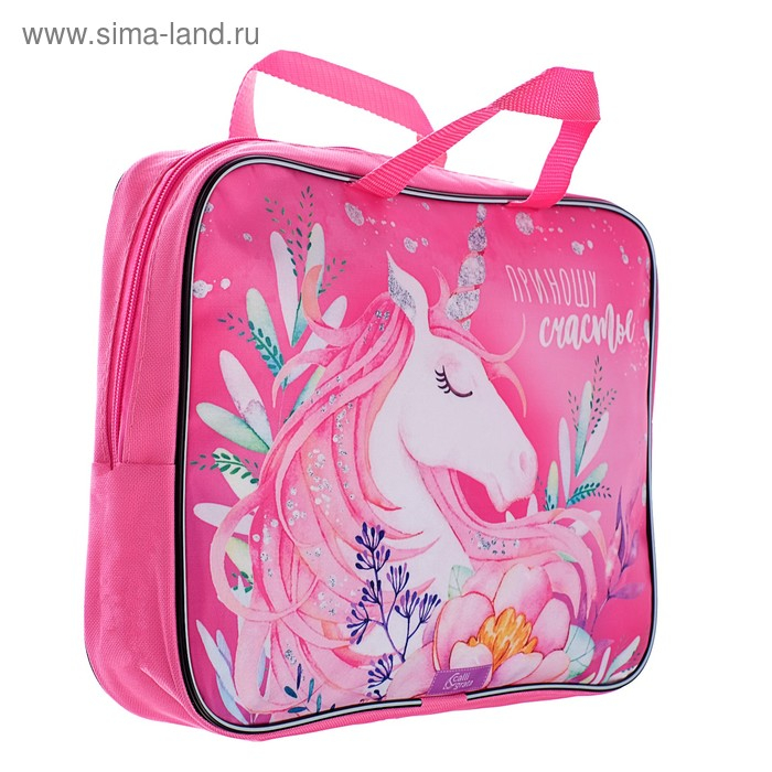 Папка с ручками текстильная А4, 350 х 270 х 70 мм, Calligrata Папка с ручками текстильная А4, 350 х 270 х 70 мм, Calligrata "Приношу счастье"