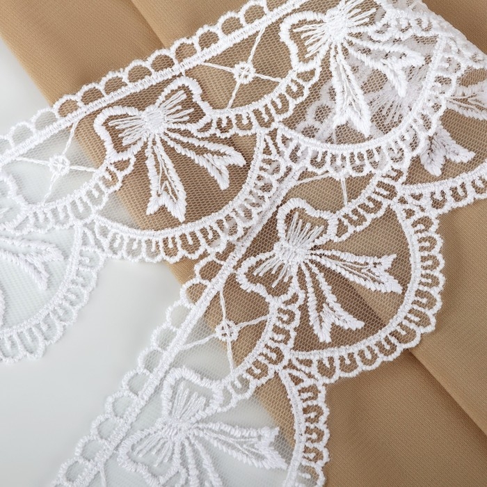 Кружево на сетке, 55 мм × 11 ± 1 м, цвет белый Кружево на сетке, 55 мм × 11 ± 1 м, цвет белый