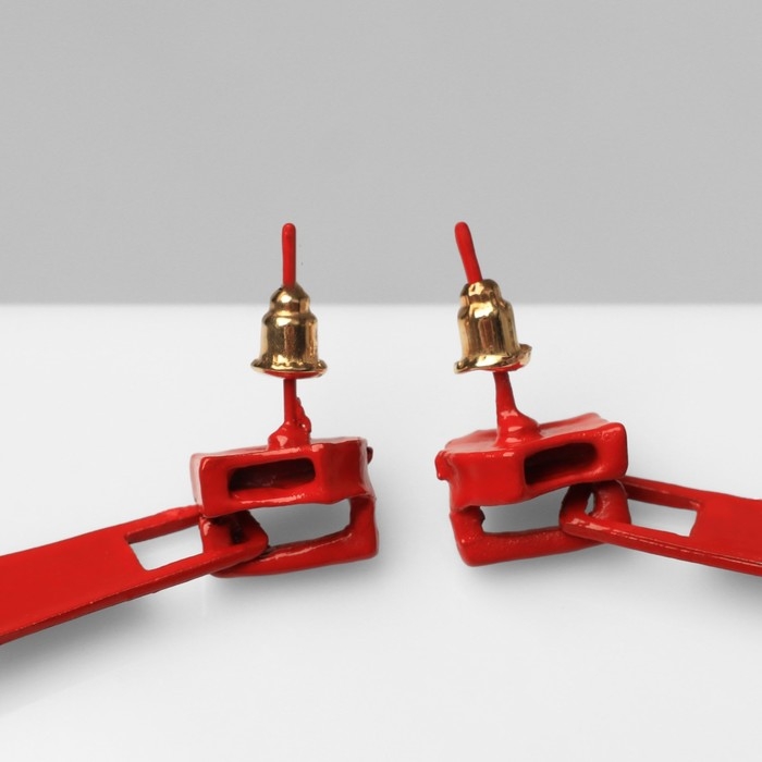Серьги металл «Молнии», цвет красный Серьги металл «Молнии», цвет красный