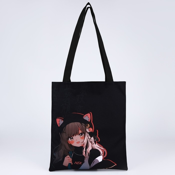 Шопер шопер «Аниме девочка», 35х0.5х40 см, отдел без молнии, без подклада, чёрный Шопер шопер «Аниме девочка», 35х0.5х40 см, отдел без молнии, без подклада, чёрный