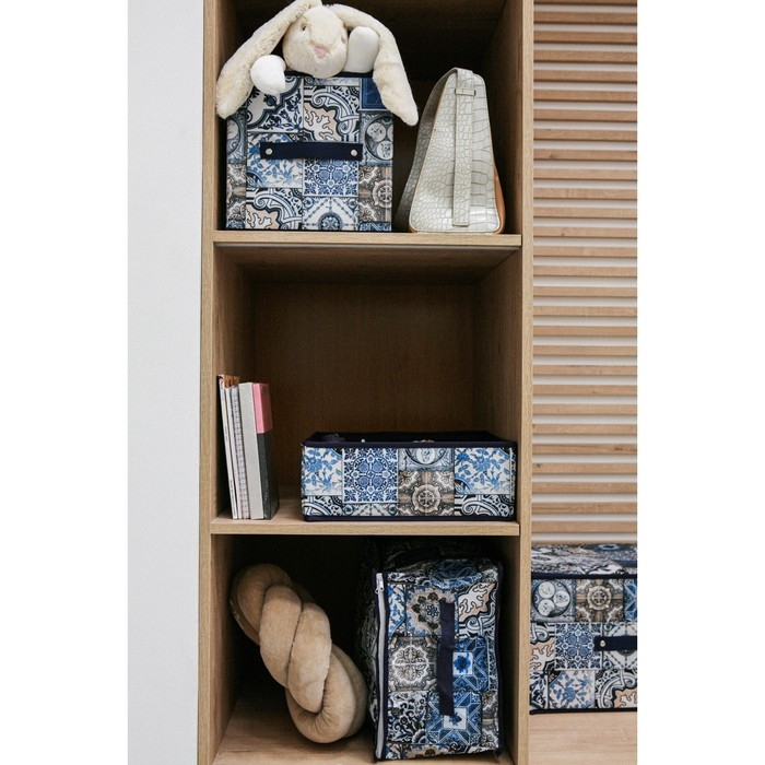 Кофр для хранения вещей Доляна «Мозаика», 45×30×20 см, цвет синий Кофр для хранения вещей Доляна «Мозаика», 45×30×20 см, цвет синий