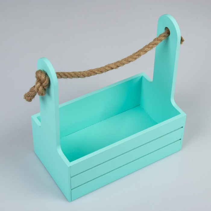 Набор кашпо деревянных 2 в 1 (25×15×30; 21×12×23 см)  Набор кашпо деревянных 2 в 1 (25×15×30; 21×12×23 см) "Dear", ручка канат, мята