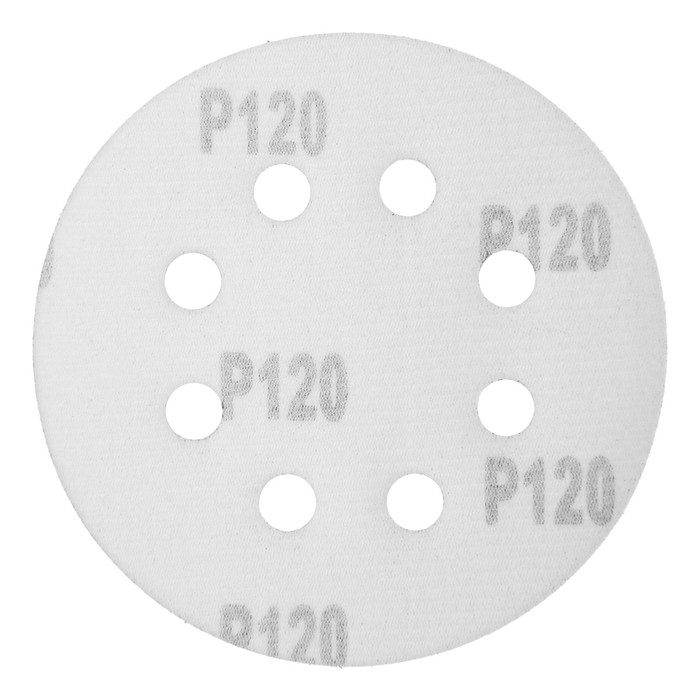Круг абразивный шлифовальный под  Круг абразивный шлифовальный под "липучку" ТУНДРА, перфорированный, 125 мм, Р120, 10 шт.