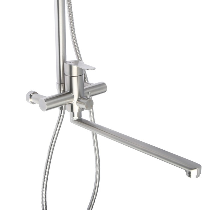 Душевая система ZEIN ZS-2, смеситель, тропическая и ручная лейка, нержавеющая сталь, сатин Душевая система ZEIN ZS-2, смеситель, тропическая и ручная лейка, нержавеющая сталь, сатин