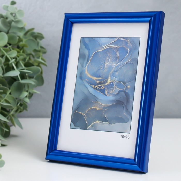 Фоторамка пластик Фоторамка пластик "Радуга" 10х15 см, синий металлик