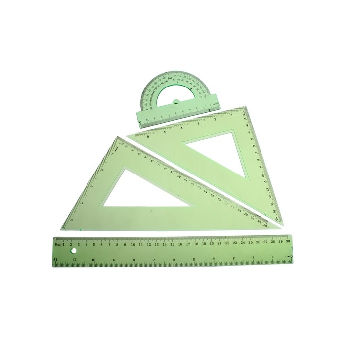 Набор геометрический: линейка 30 см, 2 угольника, транспортир, тонированный, МИКС Набор геометрический: линейка 30 см, 2 угольника, транспортир, тонированный, МИКС