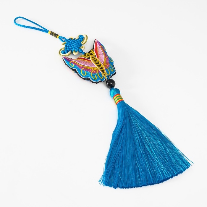 Подвеска текстиль  Подвеска текстиль "Бабочка" голубая 2х6,5х27 см