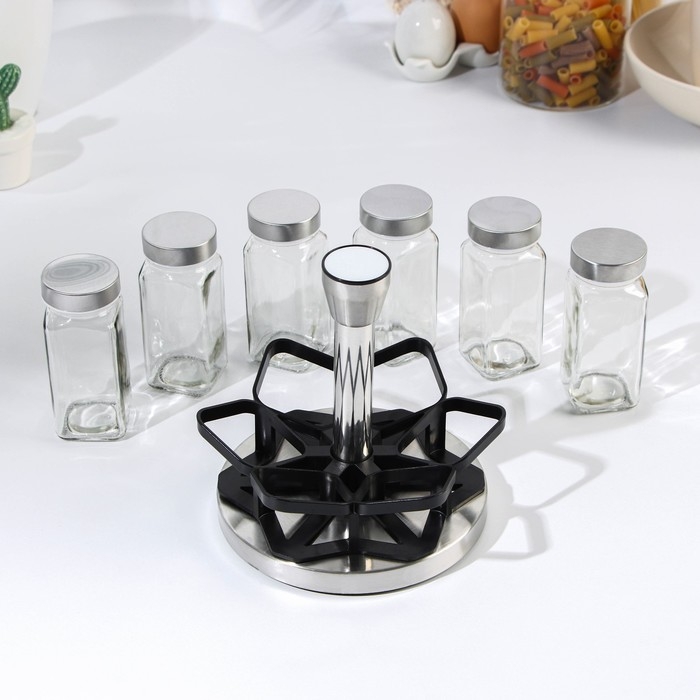 Набор для специй из стекла на подставке «Классика», 6 шт Набор для специй из стекла на подставке «Классика», 6 шт