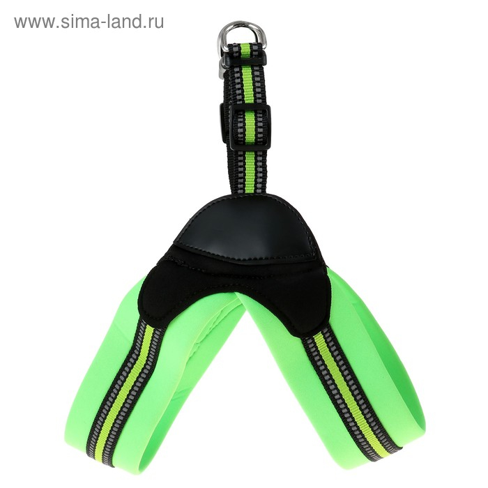 Шлейка супермягкая со светоотражающей прошивкой, обхват 48-54 см, зелёная Шлейка супермягкая со светоотражающей прошивкой, обхват 48-54 см, зелёная