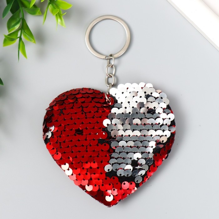 Брелок текстиль пайетки Брелок текстиль пайетки "Сердечко" МИКС 9х8 см