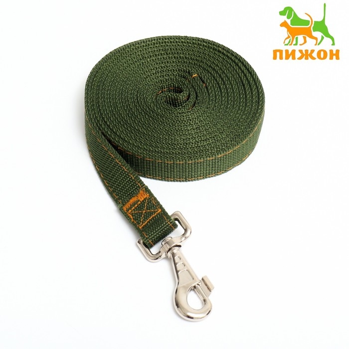 Поводок двухслойный с усиленным карабином, 3 м х 2,5 см, зелёный Поводок двухслойный с усиленным карабином, 3 м х 2,5 см, зелёный