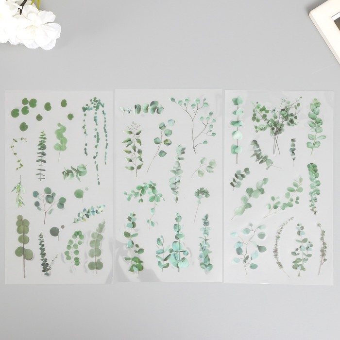 Наклейки пластик Наклейки пластик "Эвкалипт" набор 6 листов 10х18 см