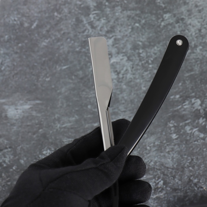 Опасная бритва, шаветт, без лезвия, 16,5/24 × 2,5 × 1,3 см, пластиковая, цвет чёрный/серебристый Опасная бритва, шаветт, без лезвия, 16,5/24 × 2,5 × 1,3 см, пластиковая, цвет чёрный/серебристый