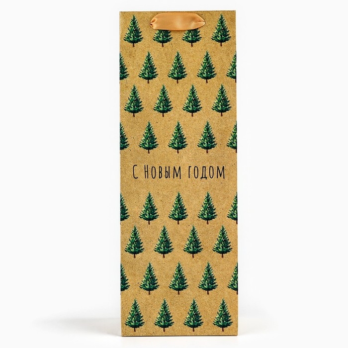 Пакет под бутылку «С Новым годом», ёлки, 13 х 36 х 10 см , Новый год Пакет под бутылку «С Новым годом», ёлки, 13 х 36 х 10 см , Новый год