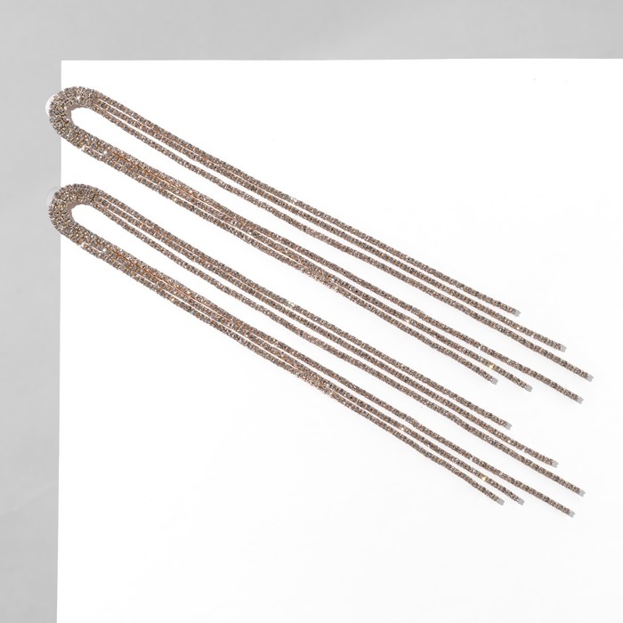 Серьги висячие со стразами «Голливуд» полукруг, 6 рядов, цвет белый в золоте, 19,5 см Серьги висячие со стразами «Голливуд» полукруг, 6 рядов, цвет белый в золоте, 19,5 см