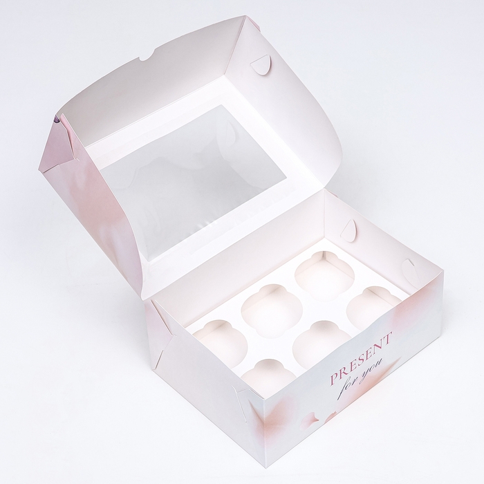 Коробка для 6 капкейков с окном ,  Коробка для 6 капкейков с окном , "Вдохновения", 25 х 17 х 10 см