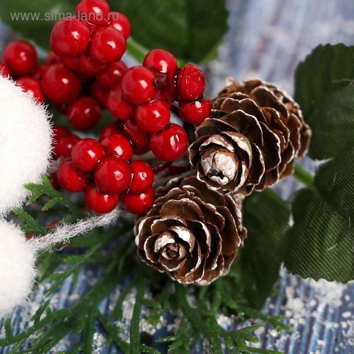 Декор  Декор "Зимнее очарование" шишки ягоды белые грибы, 25 см